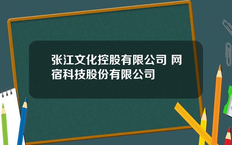 张江文化控股有限公司 网宿科技股份有限公司